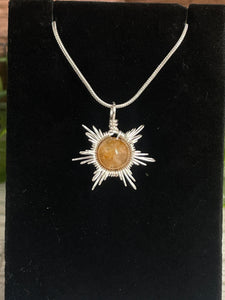 Golden Healer Star/Snowflake Wire-Wrapped Pendant