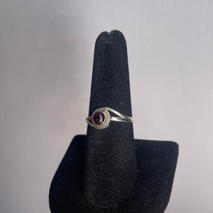 Garnet Size 8 Sterling Silver Ring