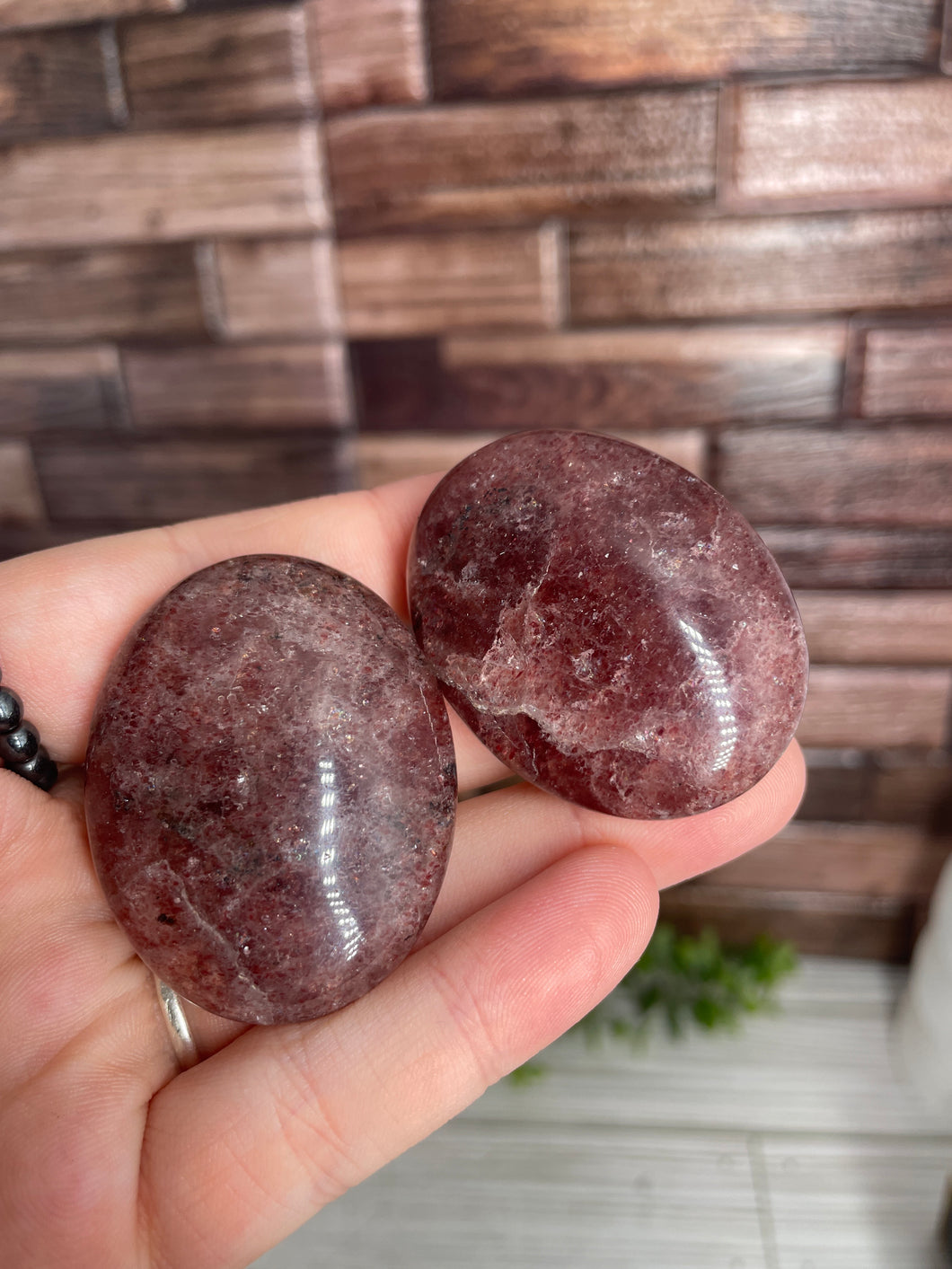 Strawberry Quartz Palm Stone Small