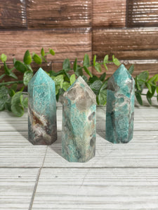 Amazonite & Smoky Quartz Tower