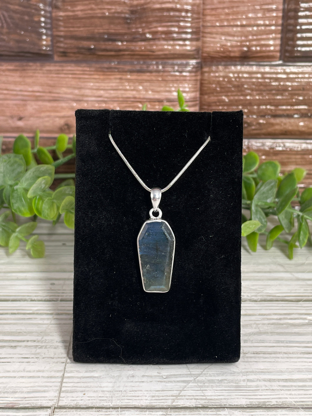 Labradorite Coffin Sterling Silver Pendant