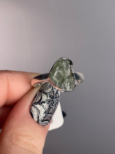 Moldavite SZ 11 Sterling Silver Ring