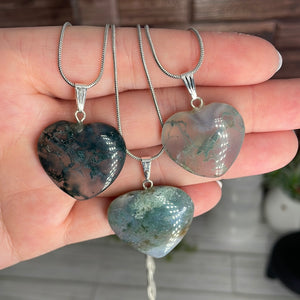 Moss Agate Heart Necklace