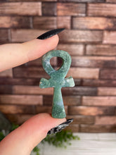 Load image into Gallery viewer, Moss Agate Ankh Carving