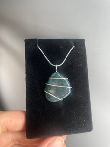 Moss Agate Wire-Wrapped Pendant