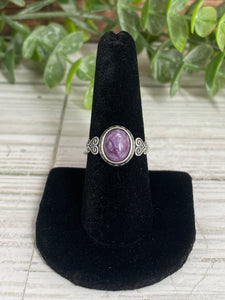 Charoite Size 8 Sterling Silver Ring