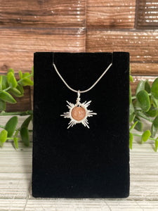 Sunstone Star/Snowflake Wire-Wrapped Pendant