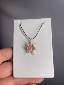 Fire Agate Star/Snowflake Wire-Wrapped Pendant