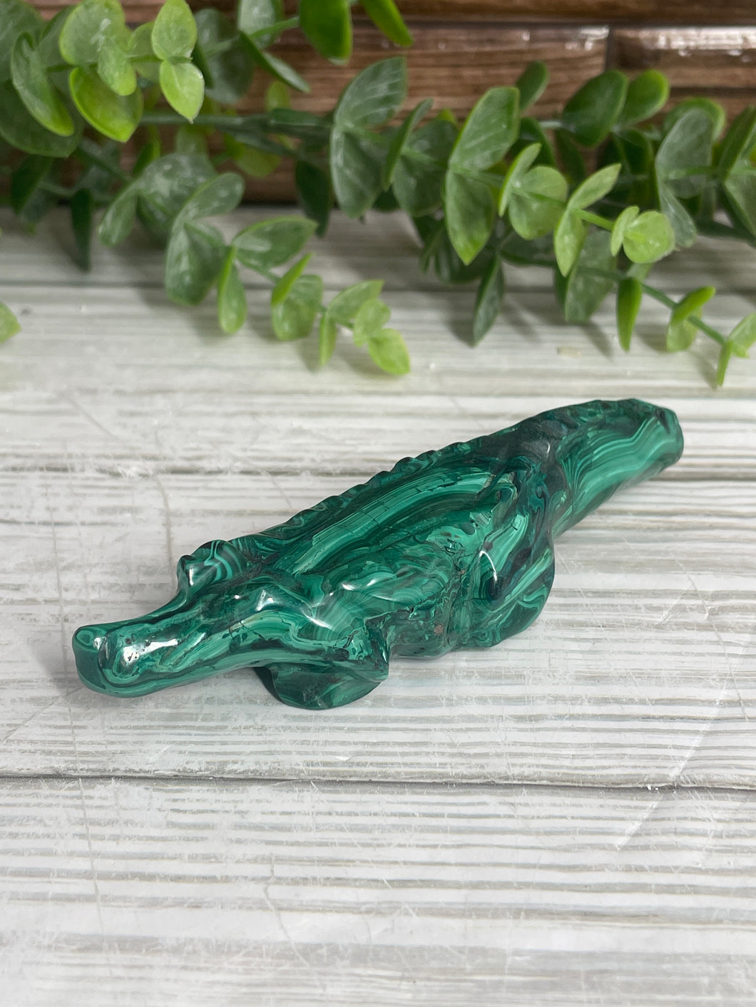 Malachite Crocodile Carving