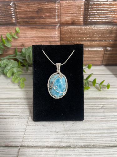 Larimar Wire-Wrapped Pendant