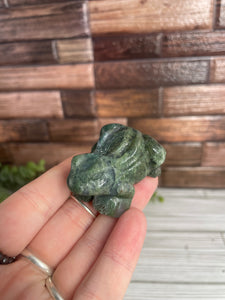 Moss Agate Frog Carving