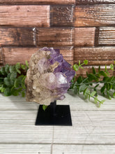 Load image into Gallery viewer, Small Amethyst Cluster On Metal Stand