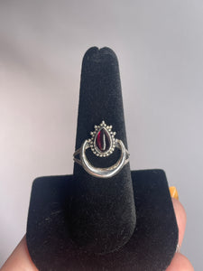 Garnet SZ 8 Sterling Silver Ring