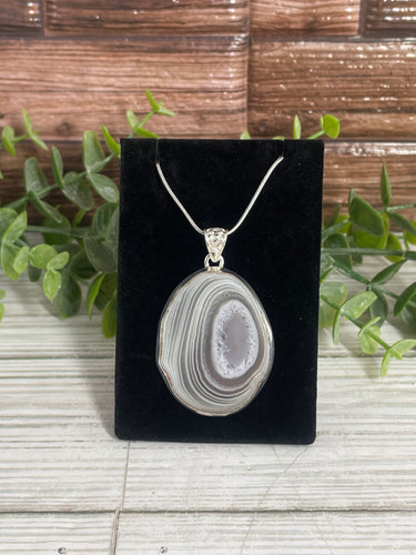 Botswana Agate Sterling Silver Pendant