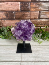 Load image into Gallery viewer, Small Amethyst Cluster On Metal Stand