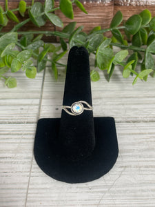 Rainbow Moonstone SZ 8 Sterling Silver Ring