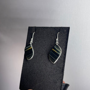 Blue Tiger Eye Sterling Silver Earrings