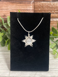 Selenite Star/Snowflake Wire-Wrapped Pendant