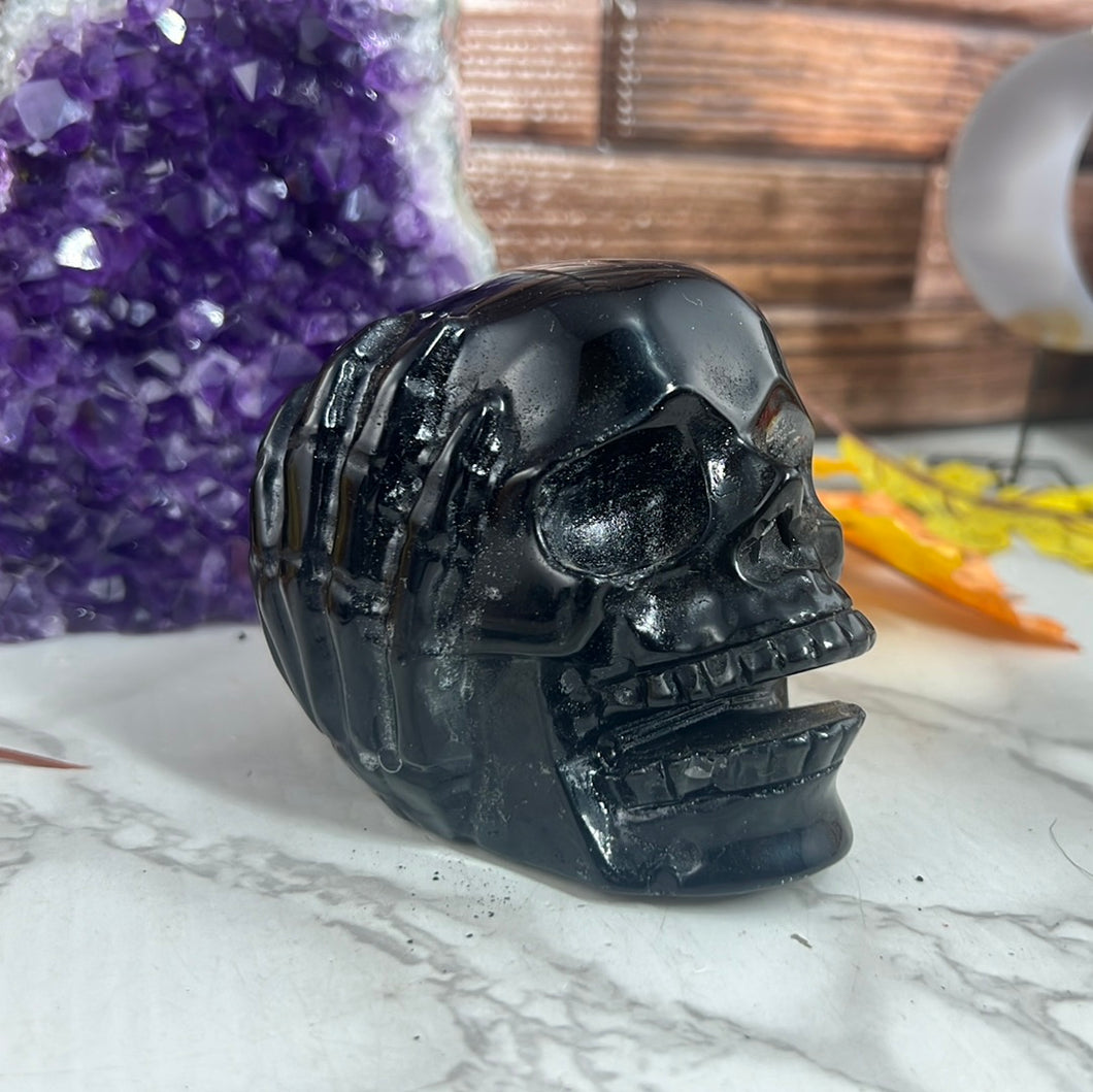 Hear No Evil Black Onyx Skull