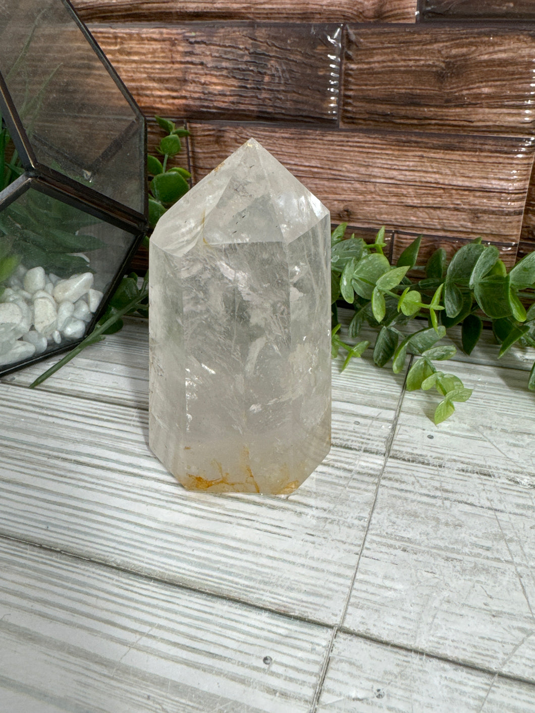 Clear Quartz Tower with Golden Healer Inclusions