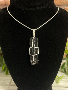 Black Tourmaline Wire-Wrapped Pendant