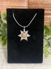 Load image into Gallery viewer, Sunstone Star/Snowflake Wire-Wrapped Pendant