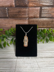 Orange Quartz Wire-Wrapped Pendant