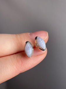 Blue Lace Agate Sterling Silver Stud Earrings