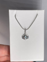 Load image into Gallery viewer, Aquamarine Lotus Sterling Silver Pendant