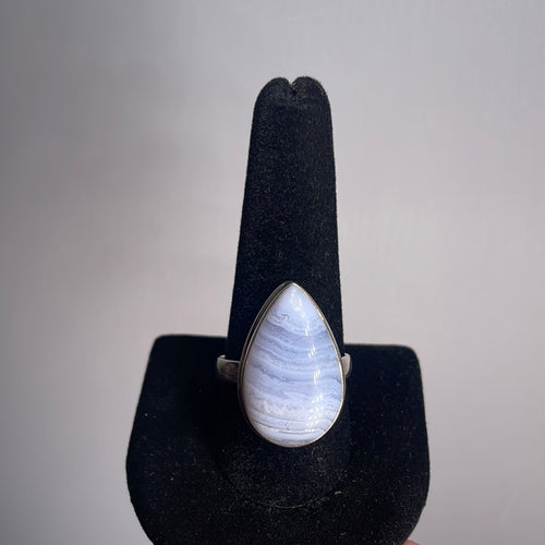 Blue Lace Agate Size 12 Sterling Silver Ring