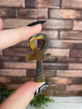 Load image into Gallery viewer, Tiger Eye Ankh Carving