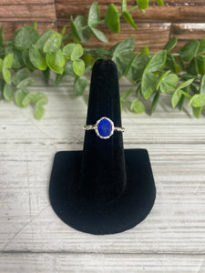 Lapis Lazuli SZ 7 Hammered Sterling Silver Ring