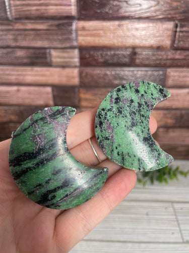 Ruby Zoisite Moon Carving