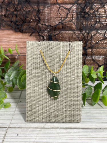 Nephrite Jade Wire-Wrapped Pendant