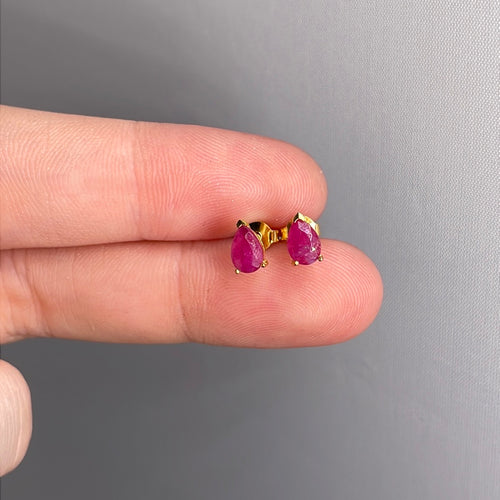 Ruby 14k Gold Plated Stud Earrings