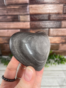 Silver Sheen Obsidian Heart Carving