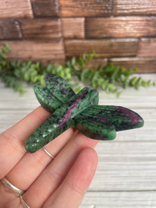 Ruby Zoisite Dragonfly Carving