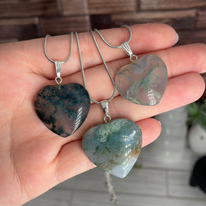 Moss Agate Heart Necklace