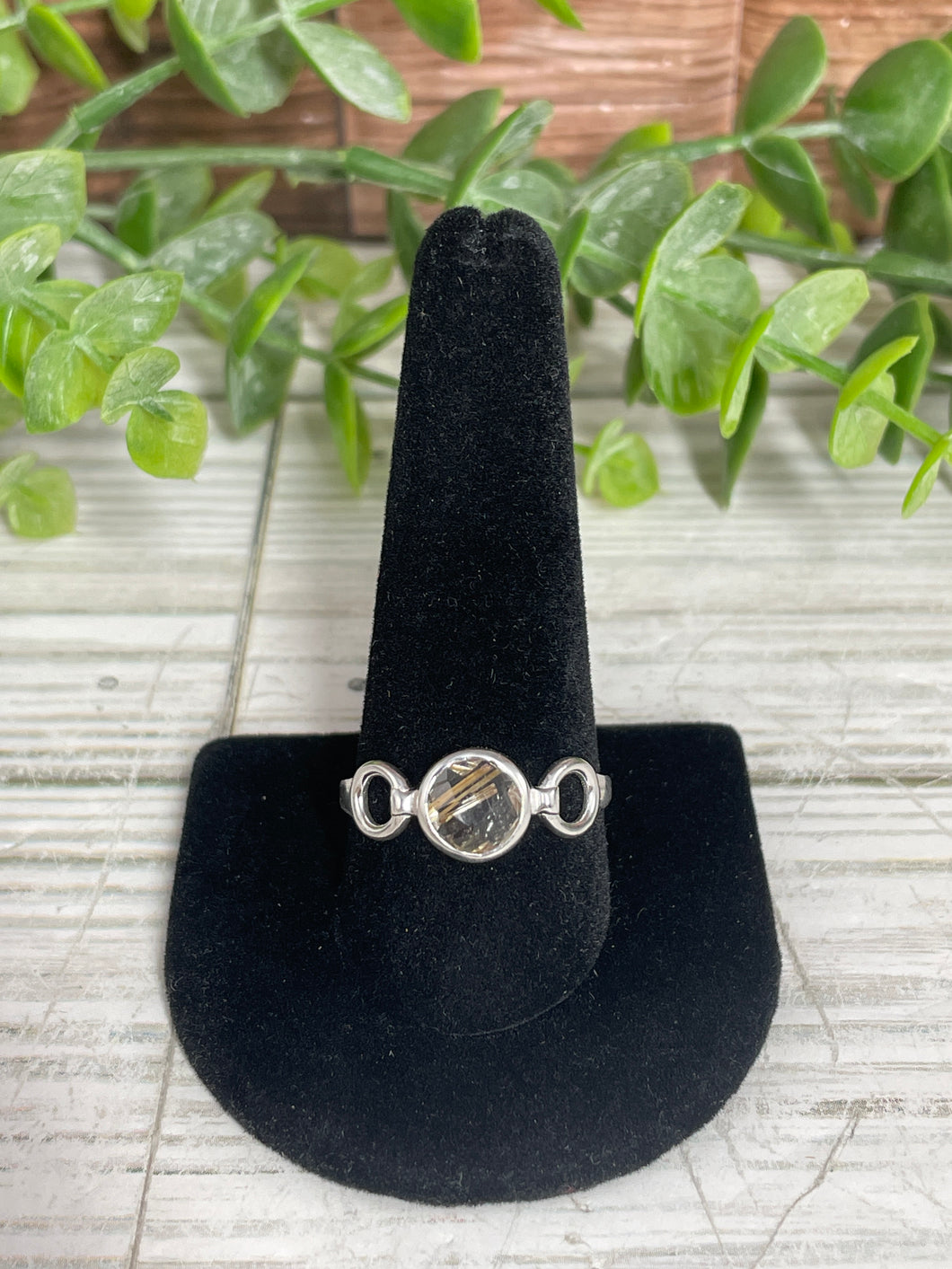 Rutile Quartz SZ 11 Sterling Silver Ring