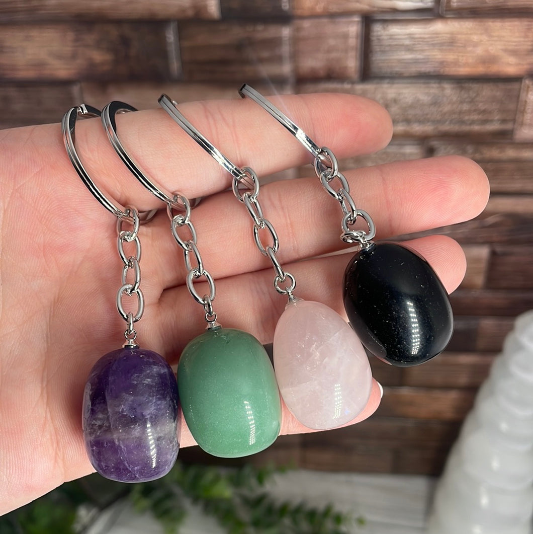 Tumbled Crystal Keychain