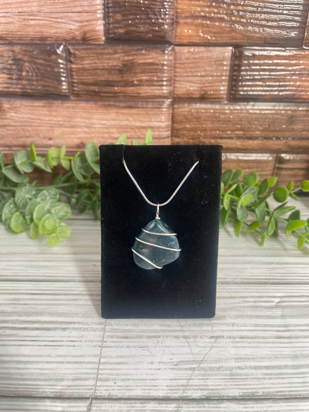 Moss Agate Wire-Wrapped Pendant