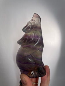 Fluorite Wolf Carving