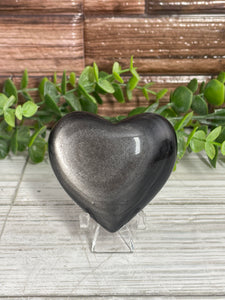 Silver Sheen Obsidian Heart Medium