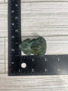 Moss Agate Frog Carving