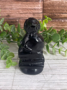 Raven/Skull Obsidian Carving