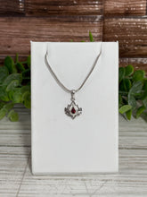 Load image into Gallery viewer, Garnet Lotus Sterling Silver Pendant