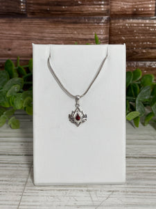 Garnet Lotus Sterling Silver Pendant