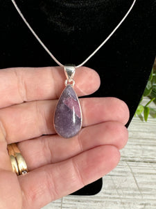 Lepidolite and Pink Tourmaline Sterling Silver Necklace