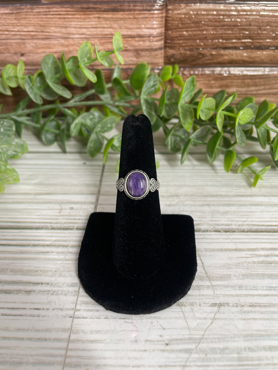 Charoite Size 6 Sterling Silver Ring