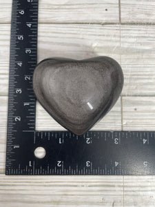 Silver Sheen Obsidian Heart Carving